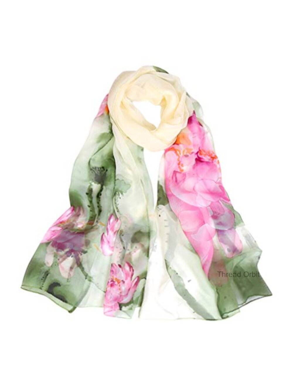 Floral Print Chiffon Sheer Shawl Wrap Scarf Lightweight